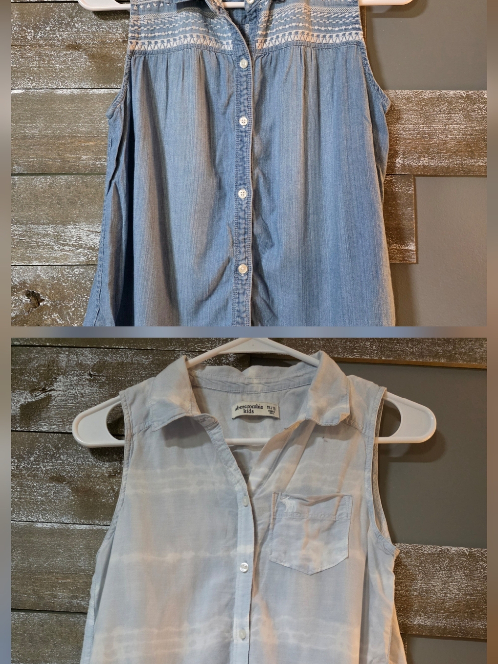 Abercrombie Kids Girls' Sleeveless Chambray Button-Front Top - Light Blue